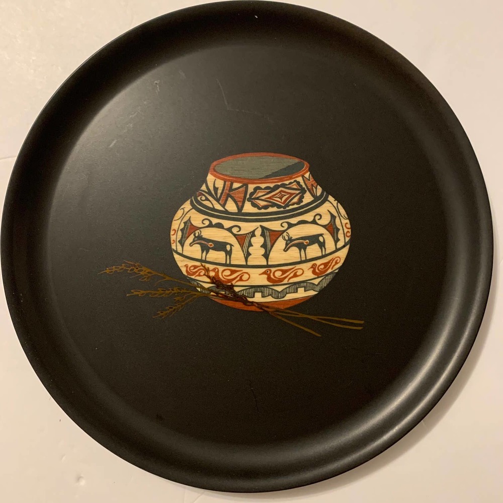 Couroc Vintage MCM Inlaid Pottery Design Plate Serveware HTF‎